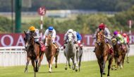 Jockey Christophe Soumillon guides Al Shaqab Racing's Al Ghadeer's to victory in the Gr1/PA contest for Purebred Arabians.
