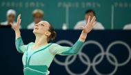 Romania's Ana Barbosu competes in the artistic gymnastics women's floor exercise final during the Paris 2024 Olympic Games at the Bercy Arena in Paris, on August 5, 2024. (Photo by Loic VENANCE / AFP)
