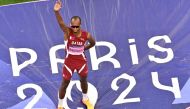 Qatar’s Mutaz Barshim reacts after competing in the men’s high jump final. Pictures: AFP