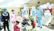 Children being attended to at a PHCC centre.