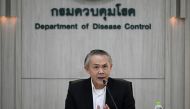 Thongchai Keeratihattayakorn, head of Thailand's Department of Disease Control, speaks during a press conference following the suspected first case of the new more dangerous strain of mpox in Bangkok on August 21, 2024. (Photo by Lillian SUWANRUMPHA / AFP)