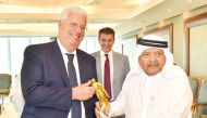 QBA Chairman Sheikh Faisal bin Qassim Al Thani with the Minister of Economy of Portugal, H E Pedro Reis.