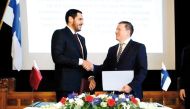 Minister of Commerce and Industry H E Sheikh Mohammed bin Hamad bin Qassim Al Thani and Minister for Foreign Trade and Development of the Republic of Finland H E Ville Tavio during the inauguration of the Qatar-Finland Roundtable for Business in Helsinki.