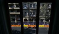 Red Bull Racing's Dutch driver Max Verstappen steers his car during the first practice session ahead of the Formula One Azerbaijan Grand Prix at the Baku City Circuit in Baku on September 13, 2024. (Photo by Andrej ISAKOVIC / AFP)