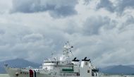 Handout photo from the Philippine Coast Guard (PCG) shows the Philippine Coast Guard ship BRP Teresa Magbanua as it arrives at a port in Puerto Princesa, Palawan. (Photo by Handout / Philippine Coast Guard (PCG) / AFP) 