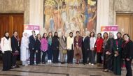 H E Dr. Hend Al Muftah, Ambassador Extraordinary and Plenipotentiary, Permanent Representative of the State of Qatar to UN Office in Geneva; Aisha Alfardan, Vice Chairwoman of QBWA; and QBWA board member, Amal Al Aathem with other officials during the event.