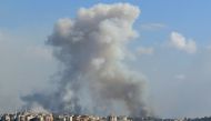 Smoke billows from a site targeted by Israeli shelling in the southern Lebanese village of Zaita on September 23, 2024.(Photo by Mahmoud ZAYYAT / AFP)