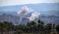 A cloud of smoke erupts during Israeli air strikes on a village south of Tyre in southern Lebanon on September 25, 2024. Photo by Hasan FNEICH / AFP.