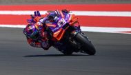 Prima Pramac Racing's Spanish rider Jorge Martin rides during the qualifying of the 2024 MotoGP race at Pertamina Mandalika International Circuit in Mandalika, West Nusa Tenggara on September 28, 2024. (Photo by Bay Ismoyo / AFP)