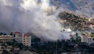 Smoke billows from the site of an Israeli airstrike that targeted the southern Lebanese border village of Shebaa on September 28, 2024. (Photo by Rabih Daher/ AFP)