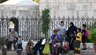 Photo used for demonstration purposes. People who fled Israeli bombardment on Beirut's southern suburbs, gather in front of a church the Lebanese capital's downtown district where they spent the night, on September 28, 2024. Photo by JOSEPH EID / AFP.