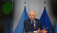 High Representaitve of the European Union for Foreign Affairs and Security Policy Josep Borrell speaks during a press conference following the EU Foreign Ministers meeting at the European Union Delegation headquarters ahead of the 79th session of the United Nations (UN) General Assembly in New York on September 23, 2024. Photo by ANGELA WEISS / AFP.