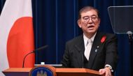 Japan's new Prime Minister Shigeru Ishiba speaks during a press conference at the prime minister's office in Tokyo on October 1, 2024. (Photo by Yuichi Yamazaki / Pool / AFP)