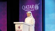 Engr. Badr Mohammed Al Meer, Qatar Airways Group CEO, addressing the gathering at the 2024 Investors' Meeting.