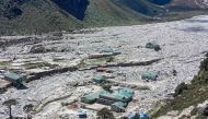 In this photograph taken on September 18, 2024, houses lie abandoned in the aftermath of flood caused by glacial lake outburst, at Thame village in Solukhumbu district. (Photo by Migma Nuru Sherpa / AFP)
 