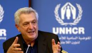 United Nations High Commissioner for Refugees Filippo Grandi gives a press conference in Beirut on October 6, 2024. Photo by IBRAHIM AMRO / AFP.
