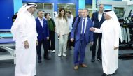 Qatar Table Tennis Association officials with the members of the International Table Tennis Federation’s inspection committee during their visit to Doha ahead of next year's World Table Tennis Championships. 