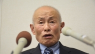 Tomoyuki Mimaki, representative director of the Nihon Hidankyo, attends a press conference after the group was awarded the 2024 Nobel Peace Prize, in Hiroshima on October 11, 2024. Photo by JIJI PRESS / AFP