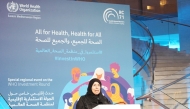 Minister of Public Health, H E Dr Hanan Mohamed Al Kuwari gives an address at the event.