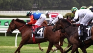 Bella Nipotina (L), ridden by the jockey Craig Williams, wins the Everest 2024 race at the Royal Randwick race course in Sydney on October 19, 2024. (Photo by David Gray / AFP)