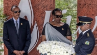 File photo used for demonstration purposes. President of Rwanda Paul Kagame and First Lady of Rwanda Jeannette Kagame look on as a member of the Rwandan Military Band carries a wreath during the commemorations of the 30th Anniversary of the 1994 Rwandan genocide at the Kigali Genocide Memorial in Kigali on April 7, 2024. Photo by LUIS TATO / AFP.