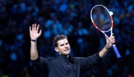 Austria's Dominic Thiem waves after playing his final match at the Vienna Open at the Stadthalle in Vienna, Austrian on October 22, 2024. (Photo by GEORG HOCHMUTH / APA / AFP) 