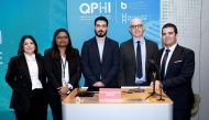 (From left) Dr. Eleni Fthenou, Scientist at QPHI; Sneha P. Chandran, Warehouse Specialist at QPHI; Dr. Chadi Saad, QPHI Lead Bioinformatician;  Dr. Said Ismail, Acting President and Chief Scientific Operations Officer at QPHI; and Dr. Hamdi Mbarek, Director of Research and Partnerships, QPHI duirng the event held at the Qatar Foundation headquarters, yesterday. 
PIC: Photo by Rajan Vadakkemuriyil 