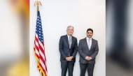 QCB Governor H E Sheikh Bandar bin Mohammed bin Saoud Al Thani with Chair of the U S Federal Reserve Jerome Powell on the sidelines of the 2024 Annual Meetings of the International Monetary Fund and World Bank Group.