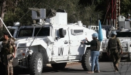 Lebanese army soldiers and members of the United Nations Interim Force in Lebanon (UNIFIL) patrol near the southern Lebanese village of Marjayoun on October 29, 2024. (Photo by Rabih DAHER / AFP)
