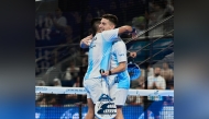 Argentina players celebrate after winning a match against Chile.