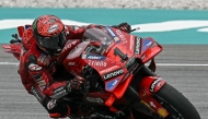 Ducati Lenovo Team's Italian rider Francesco Bagnaia rides during the second free practice of the MotoGP Malaysian Grand Prix at the Sepang International Circuit in Sepang on November 2, 2024. (Photo by Lillian SUWANRUMPHA / AFP)