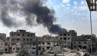 This picture taken from Beit Lahya shows smoke rising in the adjacent neighbourhood of Jabalia in the northern Gaza Strip, during an Israeli strike on November 1, 2024. Photo by AFP