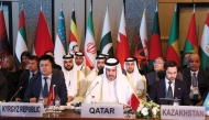 Minister of Commerce and Industry H E Sheikh Mohammed bin Hamad bin Qassim Al Thani with other dignitaries during the 40th COMCEC Ministerial session in Istanbul.