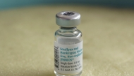 (FILES) A vial of the mpox vaccine is seen during the launch of the vaccination campaign at the General Hospital of Goma, Dr Congo on October 5, 2024. (Photo by Aubin Mukoni / AFP)
