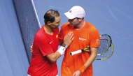 Spain’s Rafael Nadal greets Netherlands’ Botic van de Zandschulp at the end of the quarter-final singles match yesterday. 