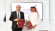 QC Second Vice-Chairman Rashid bin Hamad Al Athba, and Lulzim Rafuna, President of the Kosovo Chamber of Commerce, during the MoU signing.