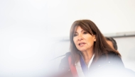 Paris' mayor Anne Hidalgo delivers a speech during the inauguration of the Austerlitz wastewater and rainwater storage basin, which is intended, among other things, to make the Seine swimmable during the Paris 2024 Olympic Games, in Paris on May 2, 2024. Photo by Antonin UTZ / AFP