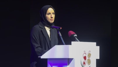 Minister of Social Development and Family HE Buthaina bint Ali Al Jabr Al Nuaim addressing the attendees. Pic: Ahmed Barakat / The Peninsula