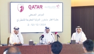 Qatar Chess Association President Mohammed Al Mudahka (centre) and QCA Executive Director and Tournament Director Hamad Al Tamimi (right), during a press conference yesterday.