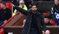 Manchester United's Portuguese head coach Ruben Amorim gestures on the touchline during the English Premier League football match between Manchester United and Everton at Old Trafford in Manchester, north west England, on December 1, 2024. (Photo by Darren Staples / AFP)