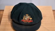 A cap worn by Australia's greatest cricket legend Don Bradman is on display at an auction house Bonhams in Sydney on December 2, 2024. (Photo by Saeed Khan / AFP)