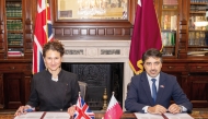 Director General of QFFD Fahad Al Sulaiti (right) and President of Turquoise Mountain Shoshana Stewart during the agreement signing ceremony.