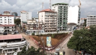 A picture taken in Conakry on October 12, 2020, shows a view of the city centre. (Photo by JOHN WESSELS / AFP)