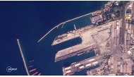 This handout satellite provided by Planet Labs shows the empty Russian naval base in Tartus on December 9, 2024. The collapse of Moscow ally Bashar al-Assad's Syrian government has lead to Russia facing the prospect of having to withdraw from its military bases in the country. Photo by Planet Labs PBC / AFP.