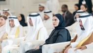 Minister of Labour H E Dr. Ali bin Smaikh Al Marri; Minister of State for International Cooperation H E Maryam bint Ali bin Nasser Al Misnad; and GCC Secretary-General H E Jasem Mohamed Abdullah Albudaiwi at the event.
