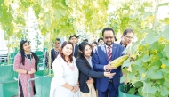 Podar Pearl School in Mashaf officials and students during the event.