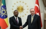 This handout photograph taken and released by the Turkish presidential press service on December 11, 2024, shows Turkish President Recep Tayyip Erdogan (right) greeting Ethiopia's Prime Minister Abiy Ahmed at the Presidential Palace in Ankara. Erdogan greet Ethiopia and Somalia leaders in Ankara. (Photo by Turkish Presidental Press Service /AFP