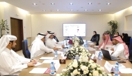 Assistant Undersecretary for Consumer Affairs at Ministry of Commerce and Industry Hassan bin Sultan Al Ghanim and Deputy CEO for Legal Affairs at the General Authority for Competition, Abdulaziz bin Mohammed bin Obaid with other officials during the meeting.