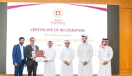 Malabar Gold & Diamonds officials receiving the QHSE Excellence Award 2023 by Manateq. 