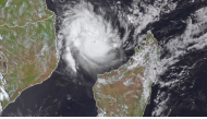 This video grab taken from a handout of animated satellite images taken and released on December 14, 2024, by the Cooperative Institute for Research in the Atmosphere (CIRA) at the Colorado State University, shows the Cyclone Chido over Mayotte (C), West of Madagascar and East of Mozambique. Photo by Handout / Cooperative Institute for Research in the Atmosphere (CIRA) / AFP.